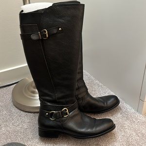 Naturalizer black leather wide calf boots